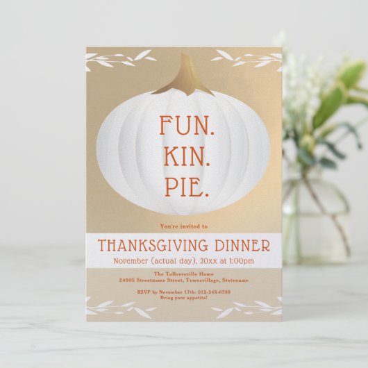 Erntedank-Dinner White Pumpkin Einladung (Stehend Vorderseite)