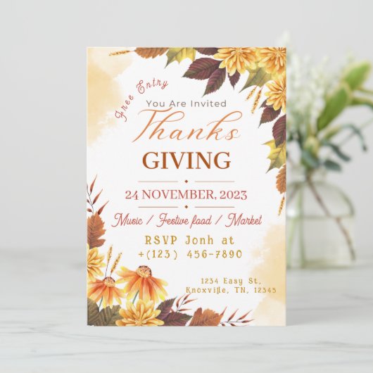 Erntedank DinnerEinladung Einladung (Stehend Vorderseite)