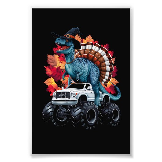 Erntedank Dinosaur T-Rex Monster Truck Fotodruck (Vorne)