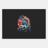 Erntedank Dinosaur T-Rex Monster Truck Geschenkpapier Set (Vorderseite)