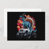 Erntedank Dinosaur T-Rex Monster Truck Postkarte (Vorne/Hinten)