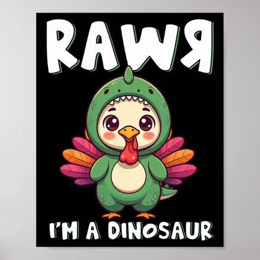 Erntedank-Dinosaurier-Truthahn Rawr Ich Bin Ein Di Poster (Vorne)