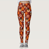 Erntedank Donuts und Kaffeefall Brown Leggings (Vorderseite)