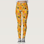 Erntedank Donuts und Kaffeefall gelb Leggings (Vorderseite)