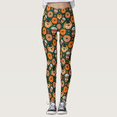 Erntedank Donuts und Kaffeefall Grün Leggings (Vorderseite)