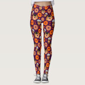 Erntedank Donuts und Kaffeefall Lila Leggings (Vorderseite)