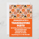 Erntedank Donuts und Kaffeefall Orangenstreifen Einladung (Vorderseite)