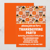 Erntedank Donuts und Kaffeefall Orangenstreifen Einladung (Vorne/Hinten)