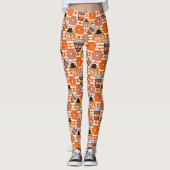 Erntedank Donuts und Kaffeefall Orangenstreifen Leggings (Vorderseite)