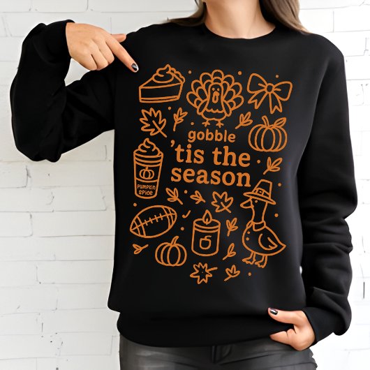 Erntedank Doodle Collage | Burnt Orange Fall Sweatshirt