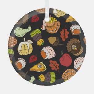 Erntedank-Doodle, festlich, handgezeichnetes Set. Ornament Aus Glas