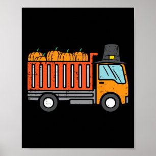Erntedank Dump Truck Pumpkin Herbst Tower Poster