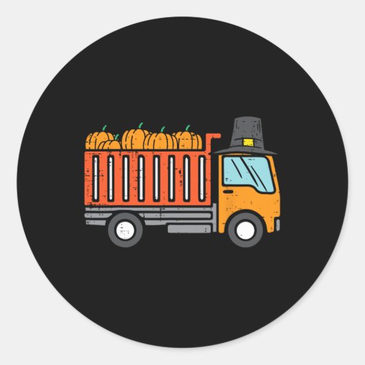 Erntedank Dump Truck Pumpkin Herbst Tower Runder Aufkleber (Vorderseite)