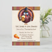 Erntedank Eat Drink Danke an die Türkei Beer Einladung (Stehend Vorderseite)