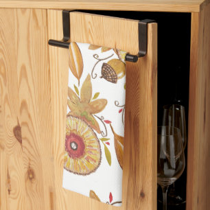 Erntedank-Eichel-Herbststimmung-Aquarell Geschirrtuch