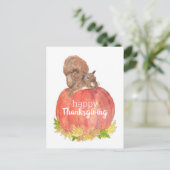 Erntedank Eichhörnchen auf Pumpkin Postkarte (Stehend Vorderseite)