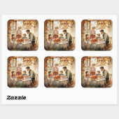 Erntedank - einfach gesegnet quadratischer aufkleber (Blatt)