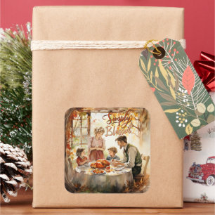 Erntedank - einfach gesegnet quadratischer aufkleber