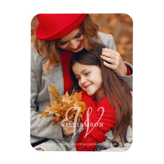 Erntedank Einfache Monogram Message Family Foto Magnet (Vertikal)