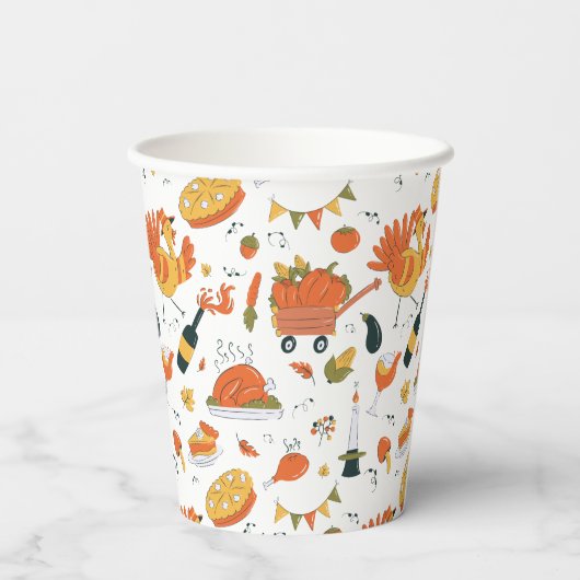 Erntedank Einfaches Party Pumpkins Türkei Weinkult Pappbecher (Rückseite)