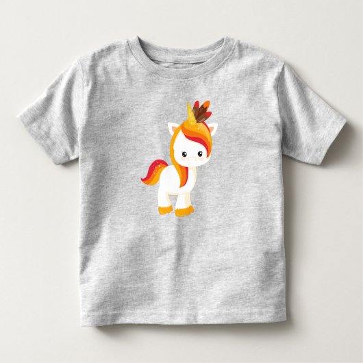 Erntedank Einhorn, Niedliches Einhorn, Federn Kleinkind T-shirt (Vorderseite)
