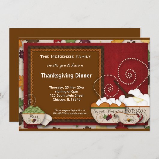 Erntedank Einladung (Vorne/Hinten)