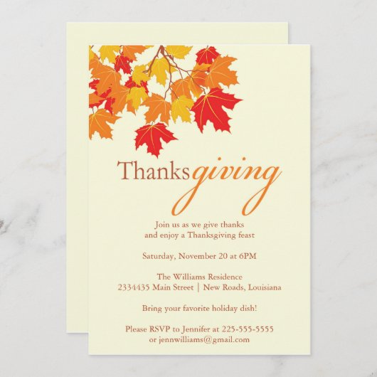 Erntedank Einladung (Vorne/Hinten)