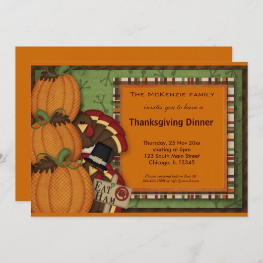 Erntedank Einladung (Vorne/Hinten)