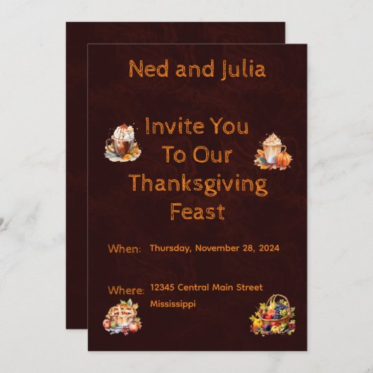 Erntedank Einladung (Vorne/Hinten)