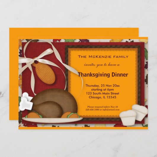 Erntedank Einladung (Vorne/Hinten)