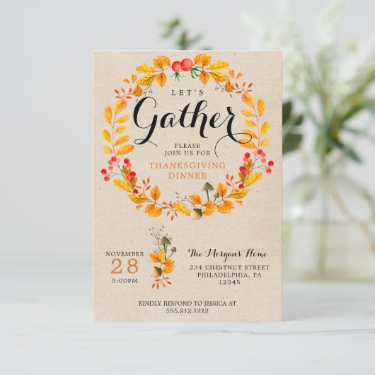 Erntedank Einladung - Erntedank Abendessen (Stehend Vorderseite)