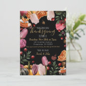 Erntedank Einladung farbenfroh blumenreich (Stehend Vorderseite)