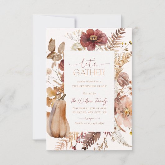 Erntedank Einladung Freundliches Abendessen (Vorderseite)