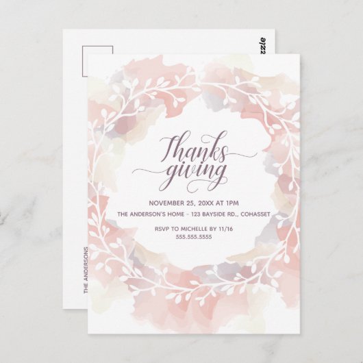 Erntedank Einladung Postkarte (Vorne/Hinten)