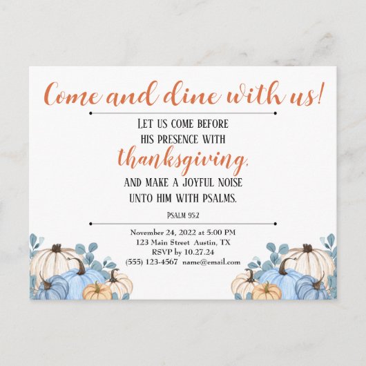 Erntedank-Einladung-Skripte-Pumpkin-Patch Postkarte (Vorderseite)