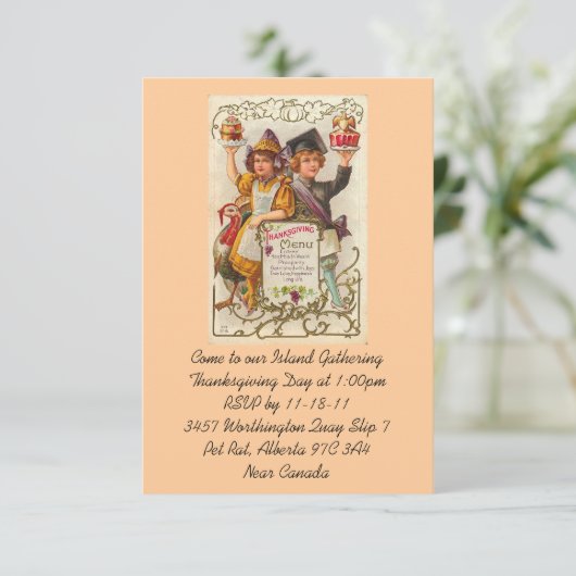 Erntedank Einladung Vintag (Stehend Vorderseite)