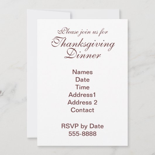 Erntedank-Einladungsschablone Einladung (Rückseite)