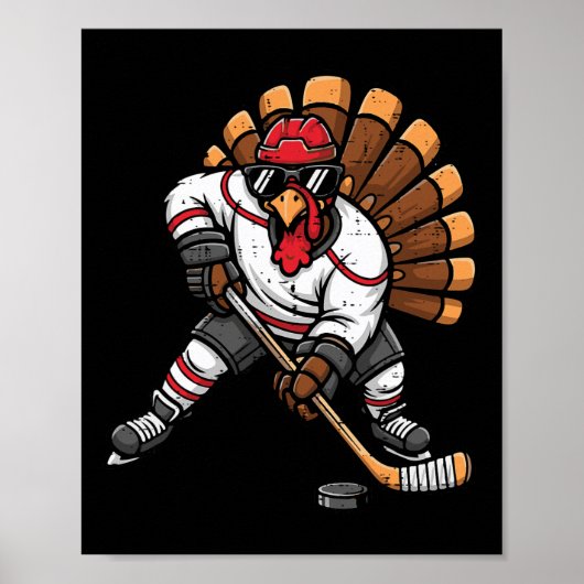 Erntedank Eishockey Spieler Truthahn Fall Männer J Poster (Vorne)