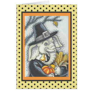 ERNTEDANK- ELEFANT, PILGER GRUSSKARTE Vers