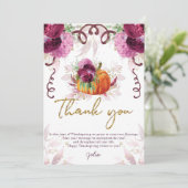 Erntedank Eleganter Herbst Burgund Pumpkin Dankeskarte (Stehend Vorderseite)