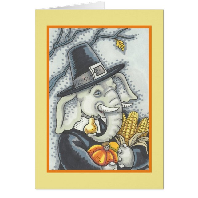 ERNTEDANK ELEPHANT, PILGRIM GREETKARTE Leere (Vorne)