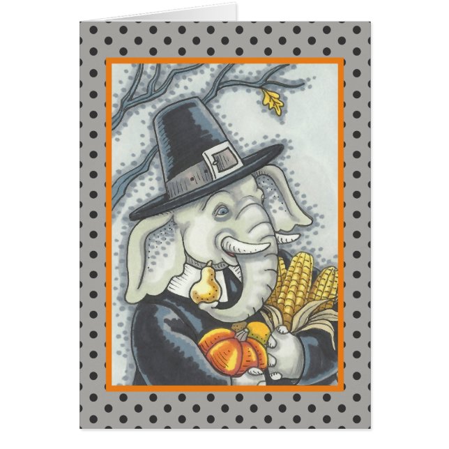 ERNTEDANK ELEPHANT, PILGRIM GREETKARTE Leere (Vorne)