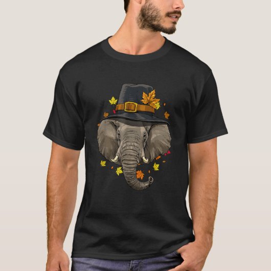 Erntedank Elephant Pilgrim Türkei Tag Herbstfest T-Shirt (Vorderseite)