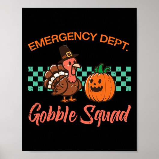 Erntedank Emergency Nurse Gobble Squad Scrub bis Poster (Vorne)