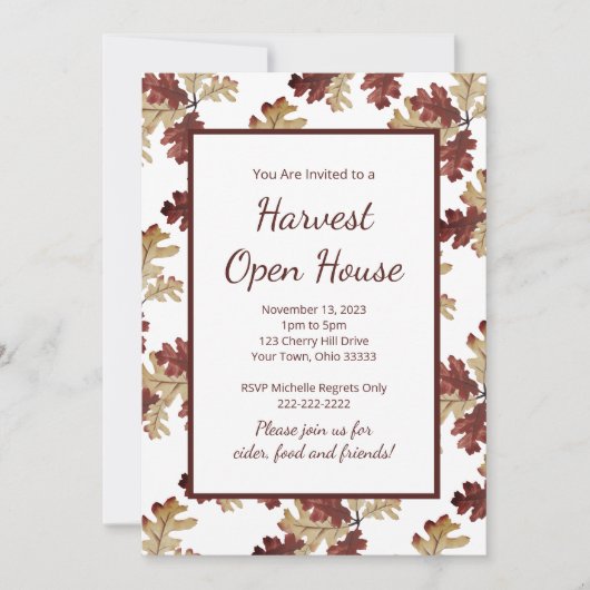 Erntedank Ernest Fall Foliage Open House Einladung (Vorderseite)