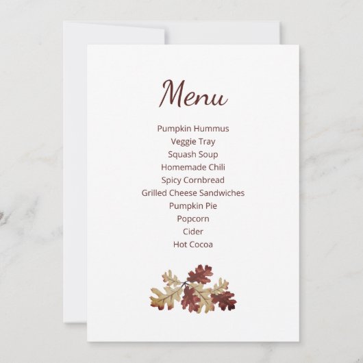 Erntedank Ernest Fall Foliage Open House Einladung (Rückseite)