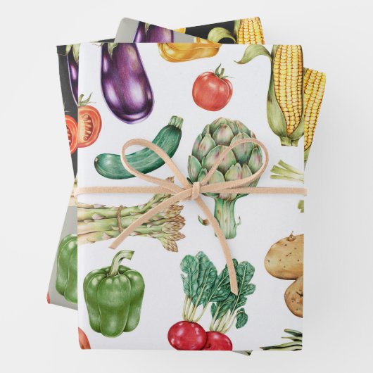 Erntedank Ernte Gemüse Bunte 3-teilige Geschenkpapier Set (Beispiel)