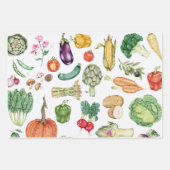 Erntedank Ernte Gemüse Bunte 3-teilige Geschenkpapier Set (Vorderseite)