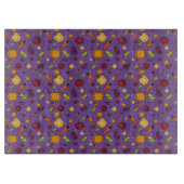 Erntedank Ernte lila Gemüsemuster Schneidebrett (Vorderseite)