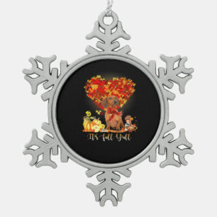 Erntedank Es ist Herbst Y's Dackel Schneeflocken Zinn-Ornament